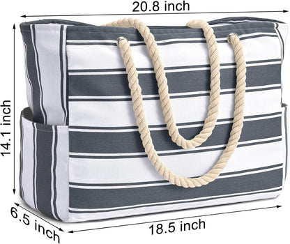Becokan Beach Bags for Women Large Waterproof Beach Tote Bag Zipper Beach Bags Waterproof Sandproof Swim Pool Bag Large Tote