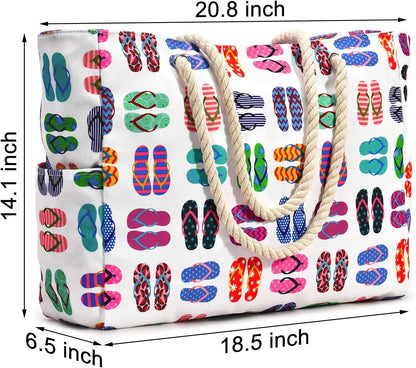 Becokan Beach Bags for Women Large Waterproof Beach Tote Bag Zipper Beach Bags Waterproof Sandproof Swim Pool Bag Large Tote