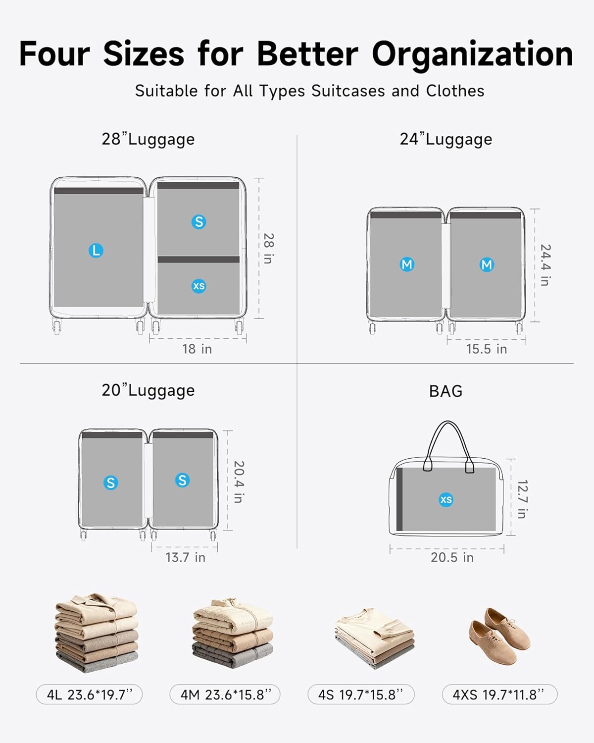 Travel Vacuum Bags with 2026 Lastest Wireless Pump, 8 Pack-4 Sizes Space Saver Vacuum Storage Bags for Luggage and Suitcase, Compression Bags for Packing, Vacuum Seal Bags for Clothing Travel