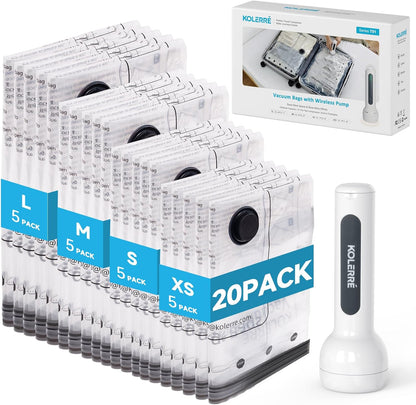 Travel Vacuum Bags with 2026 Lastest Wireless Pump, 8 Pack-4 Sizes Space Saver Vacuum Storage Bags for Luggage and Suitcase, Compression Bags for Packing, Vacuum Seal Bags for Clothing Travel