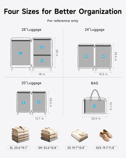 Travel Vacuum Bags with 2026 Lastest Wireless Pump, 8 Pack-4 Sizes Space Saver Vacuum Storage Bags for Luggage and Suitcase, Compression Bags for Packing, Vacuum Seal Bags for Clothing Travel
