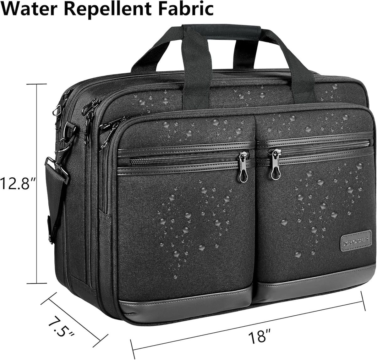 Laptop Bag Stylish Laptop Briefcase Fits Up to 17.3 Inch Expandable Water-Repellent Shoulder Messenger Bag Computer Bag with RFID Pockets for Business/Travel/College/Men/Women-Black