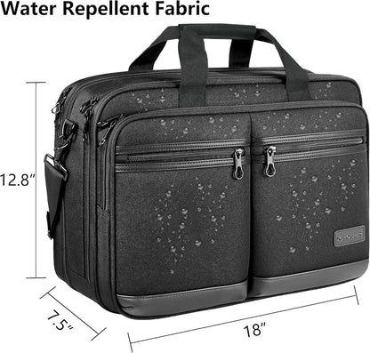 Laptop Bag Stylish Laptop Briefcase Fits Up to 17.3 Inch Expandable Water-Repellent Shoulder Messenger Bag Computer Bag with RFID Pockets for Business/Travel/College/Men/Women-Black
