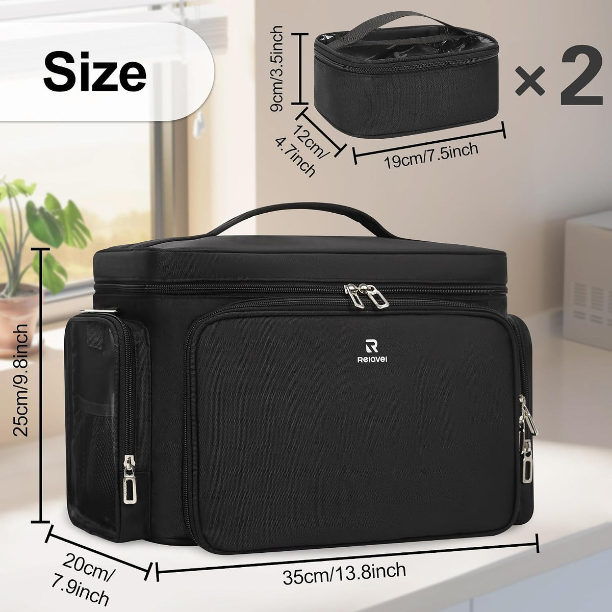 Large Makeup Organizer Bag, Professional Makeup Artist Bag Portable Travel Makeup Organizer with Detachable Dividers, 2 Pouches & Shoulder Strap, Cosmetic Storage for Beauty Enthusiasts