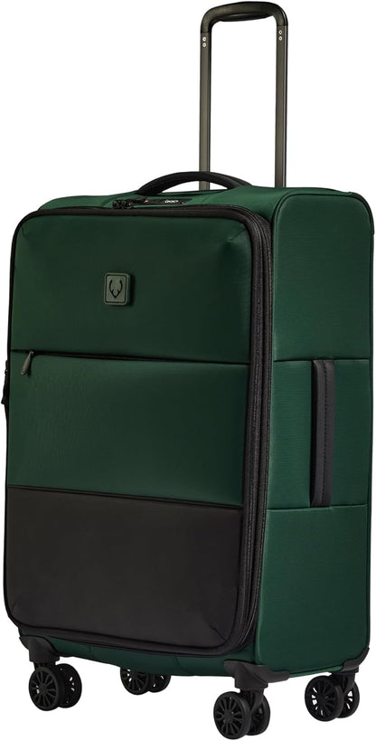 Soft Stripe Carry On Luggage 22x14x9 Airline Approved - Cabin Suitcase with Expander, Adjustable Handle, 4 Spinner Wheels, Lightweight, TSA Lock - Recycled Polyester Luggage - Sand Yellow