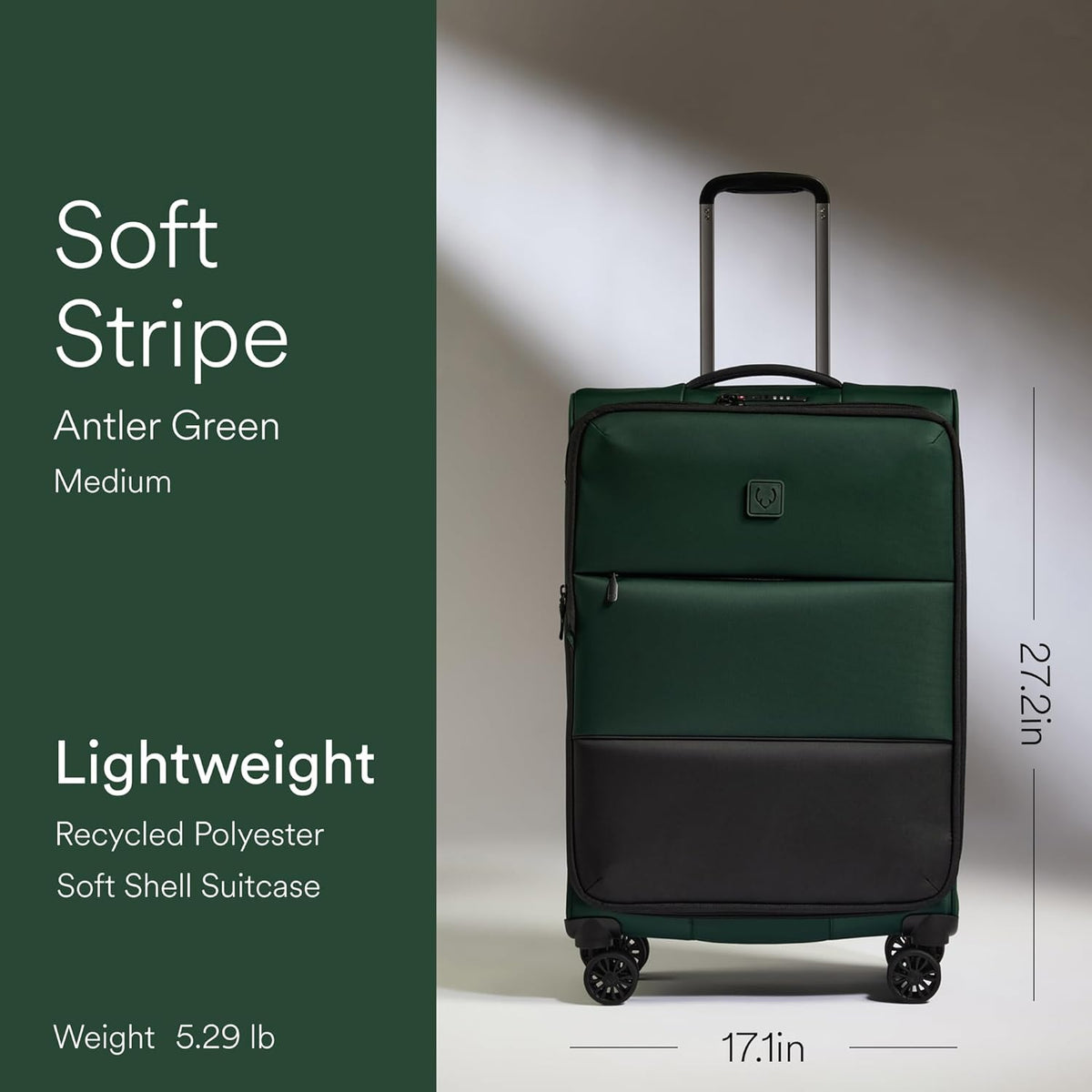 Soft Stripe Carry On Luggage 22x14x9 Airline Approved - Cabin Suitcase with Expander, Adjustable Handle, 4 Spinner Wheels, Lightweight, TSA Lock - Recycled Polyester Luggage - Sand Yellow