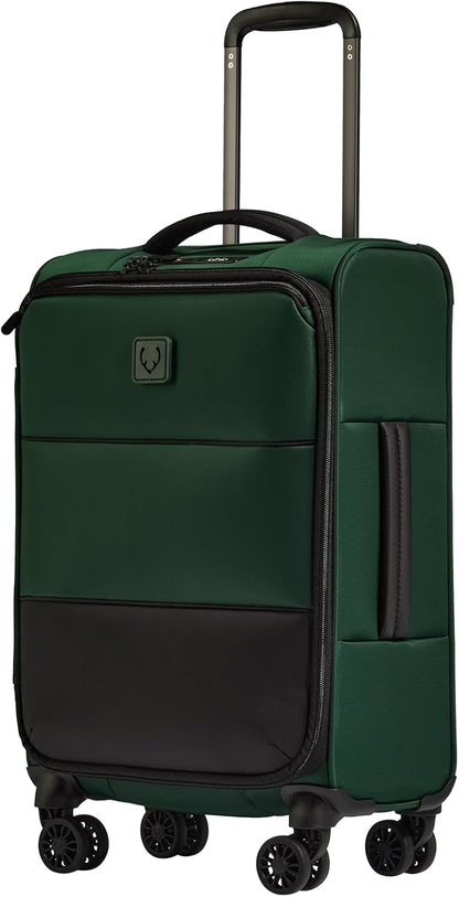Soft Stripe Carry On Luggage 22x14x9 Airline Approved - Cabin Suitcase with Expander, Adjustable Handle, 4 Spinner Wheels, Lightweight, TSA Lock - Recycled Polyester Luggage - Sand Yellow