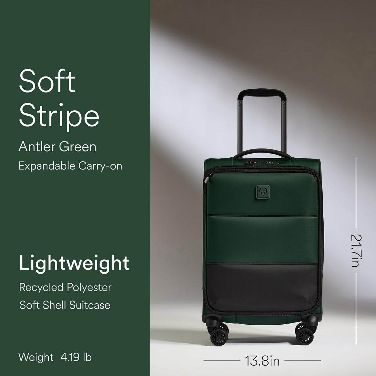 Soft Stripe Carry On Luggage 22x14x9 Airline Approved - Cabin Suitcase with Expander, Adjustable Handle, 4 Spinner Wheels, Lightweight, TSA Lock - Recycled Polyester Luggage - Sand Yellow