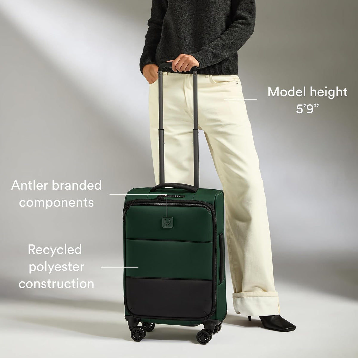 Soft Stripe Carry On Luggage 22x14x9 Airline Approved - Cabin Suitcase with Expander, Adjustable Handle, 4 Spinner Wheels, Lightweight, TSA Lock - Recycled Polyester Luggage - Sand Yellow