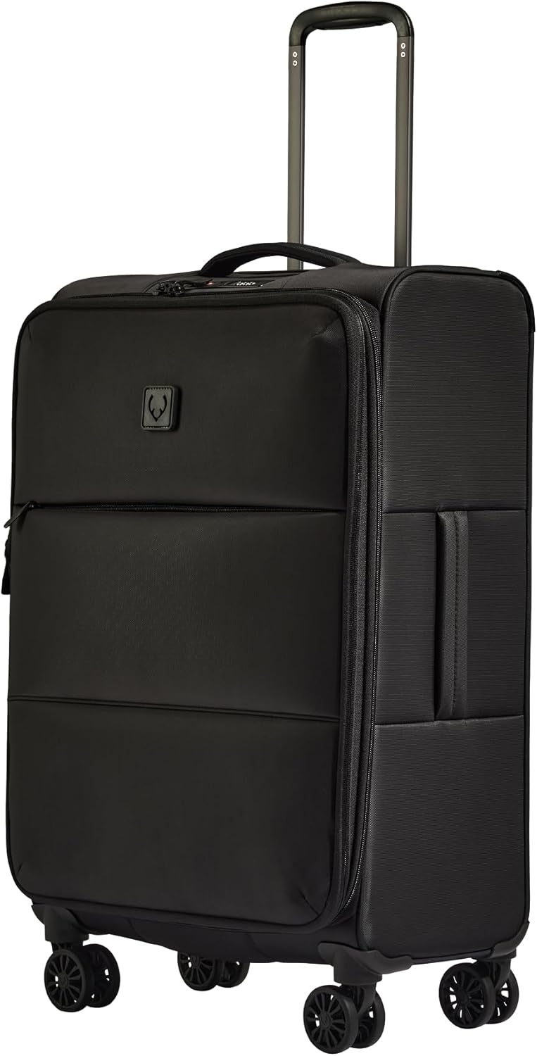 Soft Stripe Carry On Luggage 22x14x9 Airline Approved - Cabin Suitcase with Expander, Adjustable Handle, 4 Spinner Wheels, Lightweight, TSA Lock - Recycled Polyester Luggage - Sand Yellow