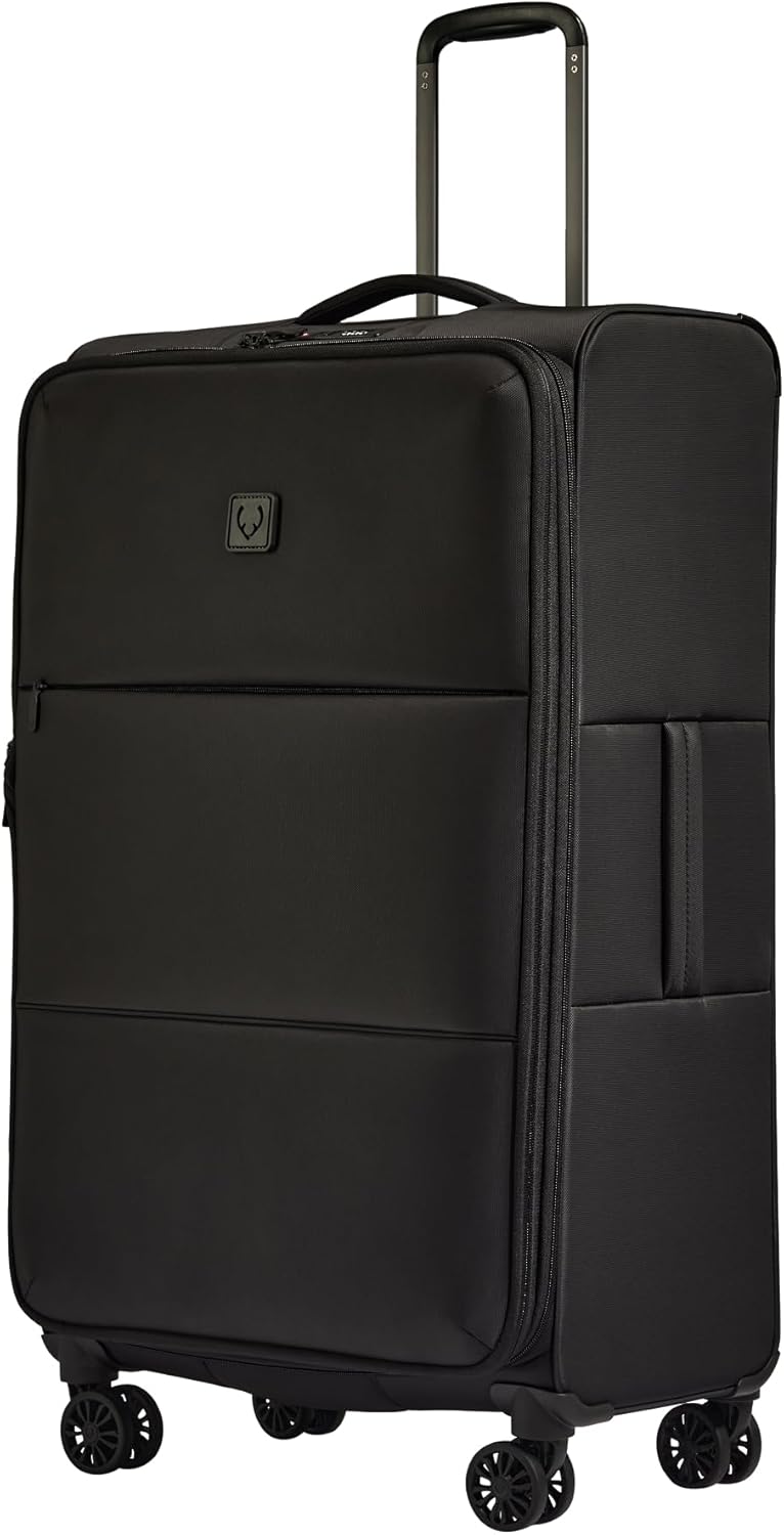 Soft Stripe Carry On Luggage 22x14x9 Airline Approved - Cabin Suitcase with Expander, Adjustable Handle, 4 Spinner Wheels, Lightweight, TSA Lock - Recycled Polyester Luggage - Sand Yellow