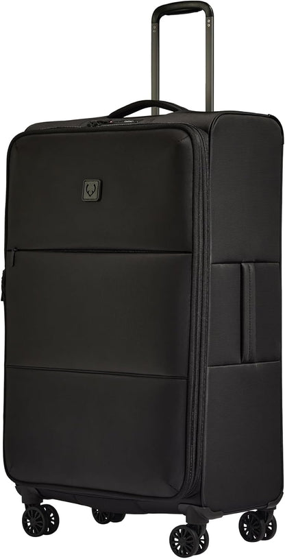 Soft Stripe Carry On Luggage 22x14x9 Airline Approved - Cabin Suitcase with Expander, Adjustable Handle, 4 Spinner Wheels, Lightweight, TSA Lock - Recycled Polyester Luggage - Sand Yellow