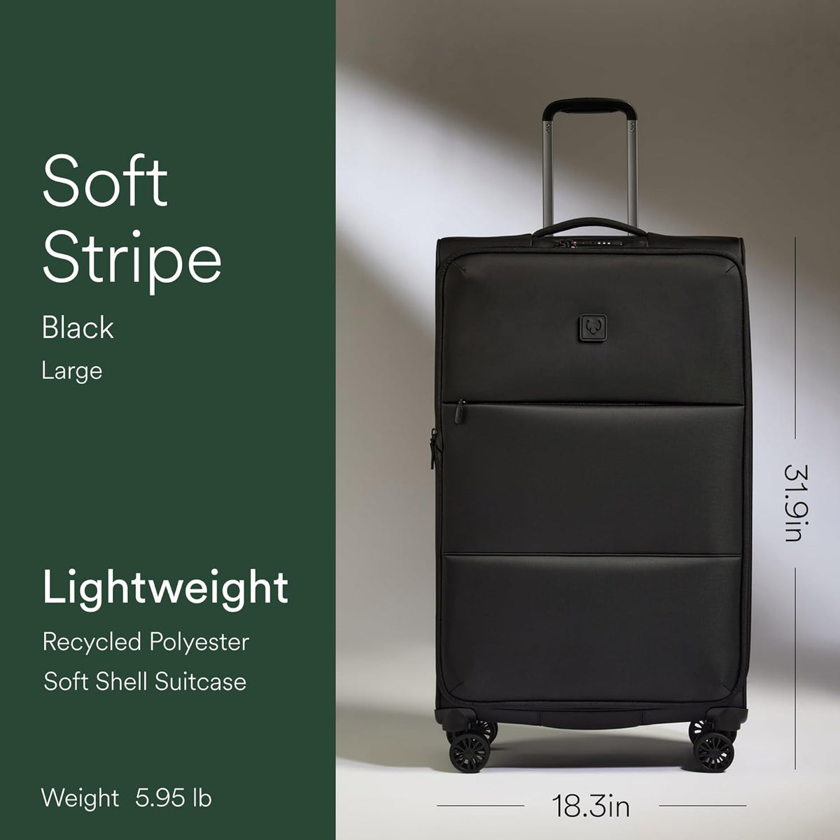 Soft Stripe Carry On Luggage 22x14x9 Airline Approved - Cabin Suitcase with Expander, Adjustable Handle, 4 Spinner Wheels, Lightweight, TSA Lock - Recycled Polyester Luggage - Sand Yellow