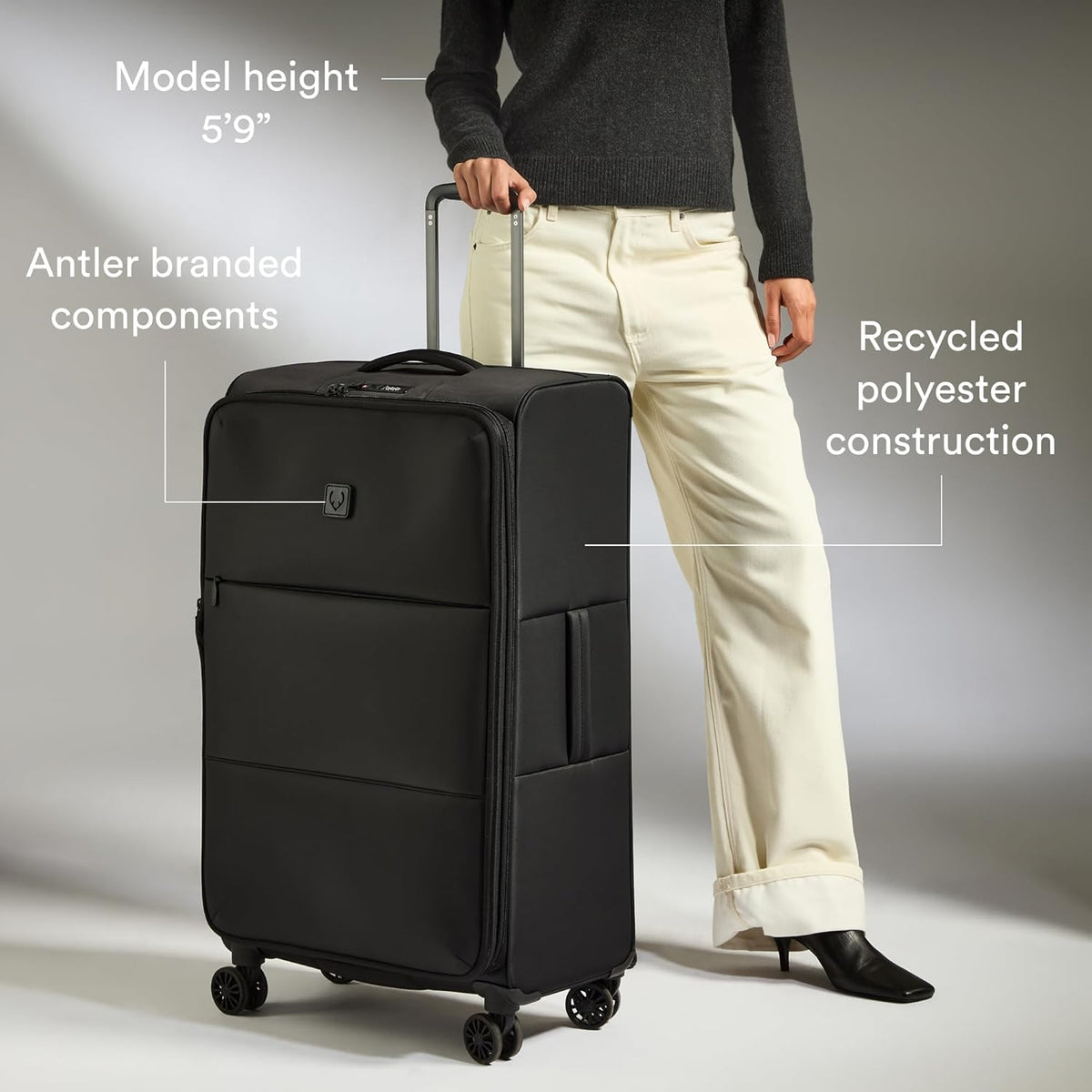 Soft Stripe Carry On Luggage 22x14x9 Airline Approved - Cabin Suitcase with Expander, Adjustable Handle, 4 Spinner Wheels, Lightweight, TSA Lock - Recycled Polyester Luggage - Sand Yellow