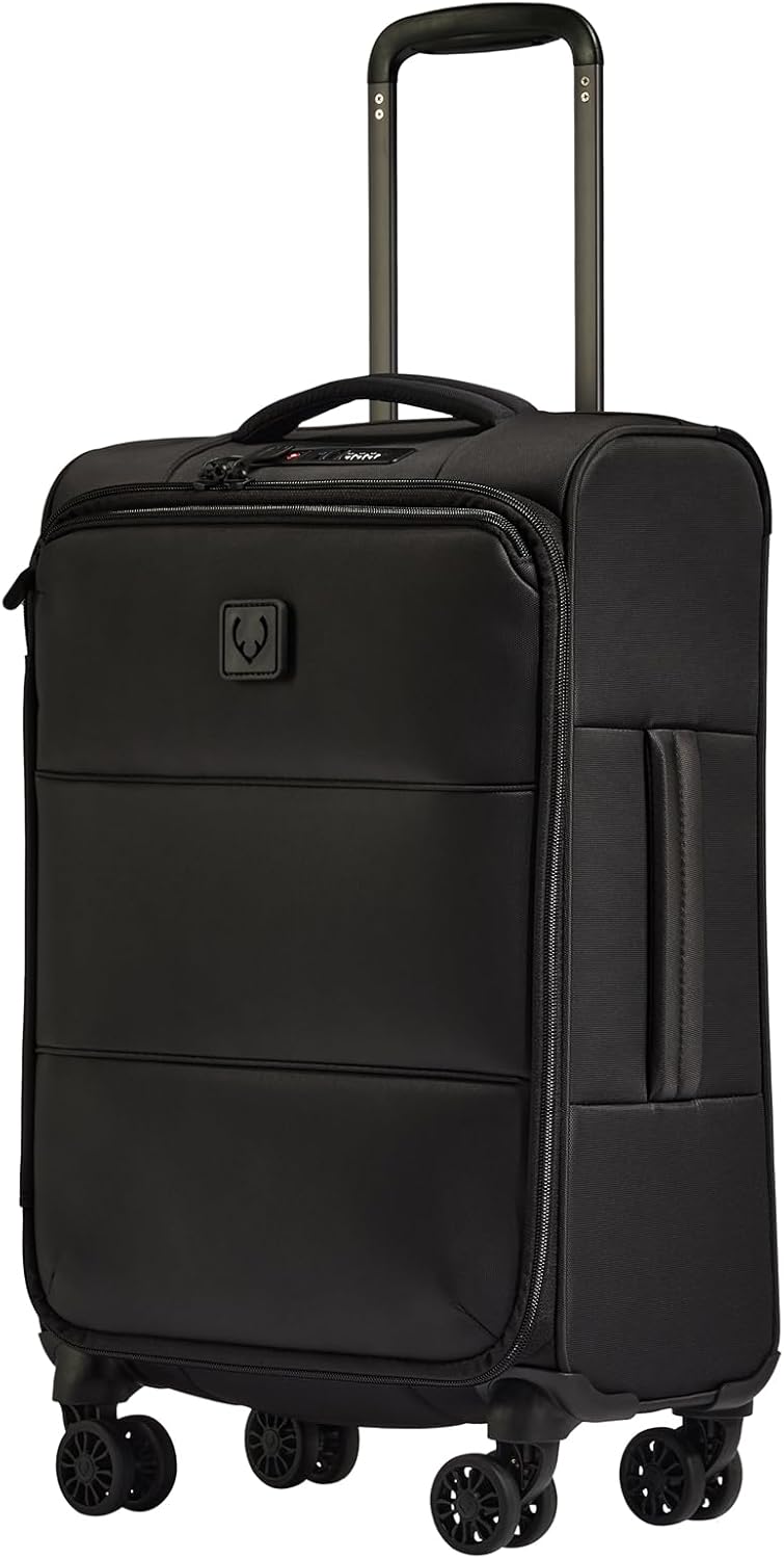 Soft Stripe Carry On Luggage 22x14x9 Airline Approved - Cabin Suitcase with Expander, Adjustable Handle, 4 Spinner Wheels, Lightweight, TSA Lock - Recycled Polyester Luggage - Sand Yellow