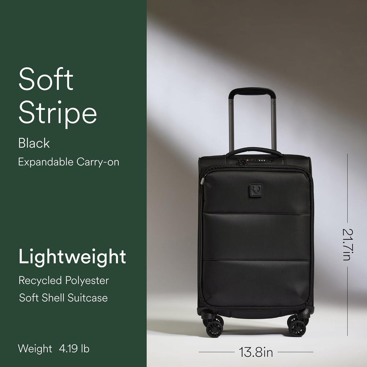 Soft Stripe Carry On Luggage 22x14x9 Airline Approved - Cabin Suitcase with Expander, Adjustable Handle, 4 Spinner Wheels, Lightweight, TSA Lock - Recycled Polyester Luggage - Sand Yellow