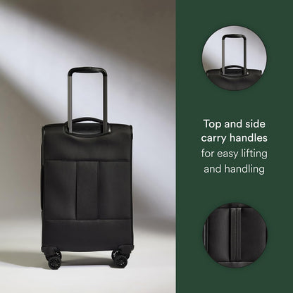 Soft Stripe Carry On Luggage 22x14x9 Airline Approved - Cabin Suitcase with Expander, Adjustable Handle, 4 Spinner Wheels, Lightweight, TSA Lock - Recycled Polyester Luggage - Sand Yellow
