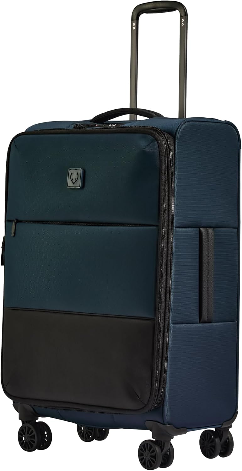 Soft Stripe Carry On Luggage 22x14x9 Airline Approved - Cabin Suitcase with Expander, Adjustable Handle, 4 Spinner Wheels, Lightweight, TSA Lock - Recycled Polyester Luggage - Sand Yellow