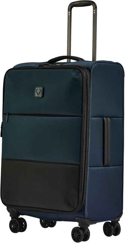 Soft Stripe Carry On Luggage 22x14x9 Airline Approved - Cabin Suitcase with Expander, Adjustable Handle, 4 Spinner Wheels, Lightweight, TSA Lock - Recycled Polyester Luggage - Sand Yellow