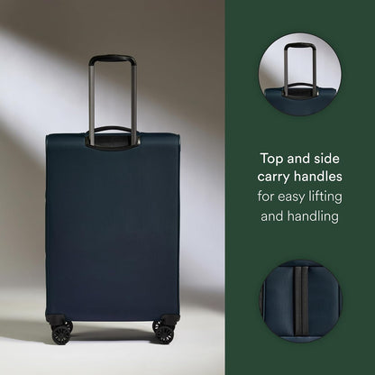 Soft Stripe Carry On Luggage 22x14x9 Airline Approved - Cabin Suitcase with Expander, Adjustable Handle, 4 Spinner Wheels, Lightweight, TSA Lock - Recycled Polyester Luggage - Sand Yellow