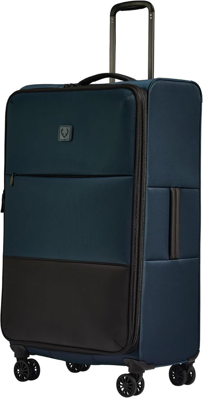 Soft Stripe Carry On Luggage 22x14x9 Airline Approved - Cabin Suitcase with Expander, Adjustable Handle, 4 Spinner Wheels, Lightweight, TSA Lock - Recycled Polyester Luggage - Sand Yellow