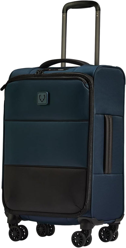 Soft Stripe Carry On Luggage 22x14x9 Airline Approved - Cabin Suitcase with Expander, Adjustable Handle, 4 Spinner Wheels, Lightweight, TSA Lock - Recycled Polyester Luggage - Sand Yellow