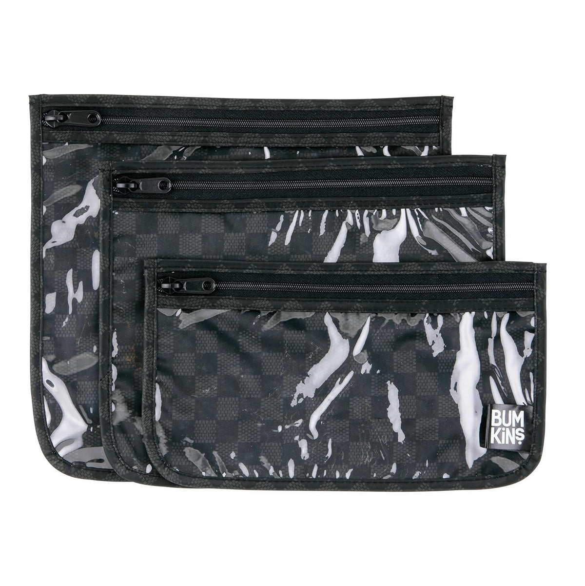 Roamio Travel Bag, Toiletry, TSA Approved Pouch, Zip Quart Size Airline Compliant, Clear-Sided, Baby, Diaper Organization, Makeup, Accessories, Carry On Packing, Set of 3 Sizes, Green Stripe