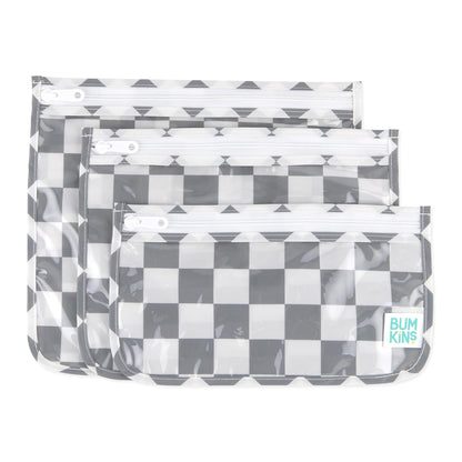 Roamio Travel Bag, Toiletry, TSA Approved Pouch, Zip Quart Size Airline Compliant, Clear-Sided, Baby, Diaper Organization, Makeup, Accessories, Carry On Packing, Set of 3 Sizes, Green Stripe