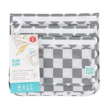 Roamio Travel Bag, Toiletry, TSA Approved Pouch, Zip Quart Size Airline Compliant, Clear-Sided, Baby, Diaper Organization, Makeup, Accessories, Carry On Packing, Set of 3 Sizes, Green Stripe