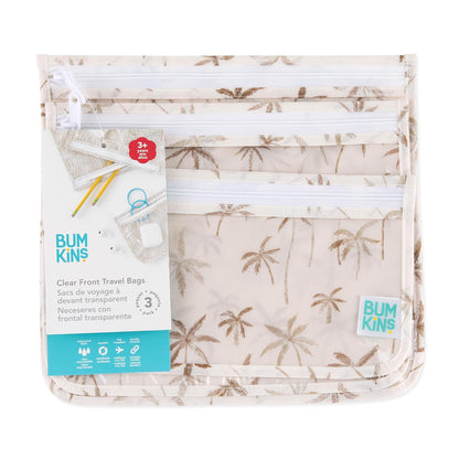 Roamio Travel Bag, Toiletry, TSA Approved Pouch, Zip Quart Size Airline Compliant, Clear-Sided, Baby, Diaper Organization, Makeup, Accessories, Carry On Packing, Set of 3 Sizes, Green Stripe
