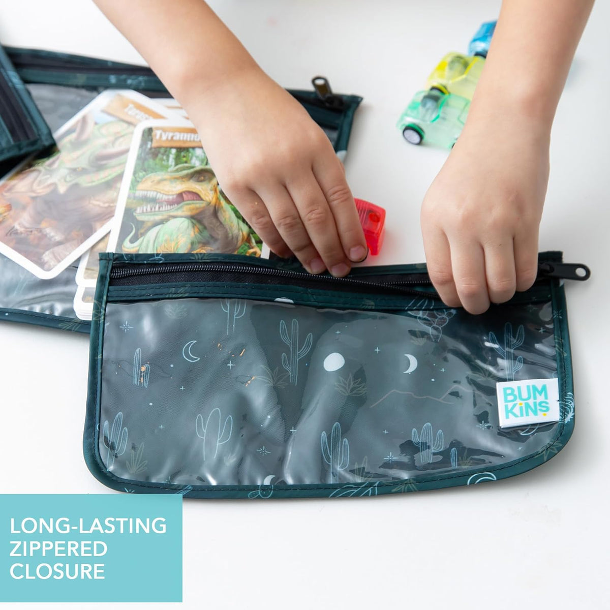 Roamio Travel Bag, Toiletry, TSA Approved Pouch, Zip Quart Size Airline Compliant, Clear-Sided, Baby, Diaper Organization, Makeup, Accessories, Carry On Packing, Set of 3 Sizes, Green Stripe