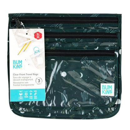 Roamio Travel Bag, Toiletry, TSA Approved Pouch, Zip Quart Size Airline Compliant, Clear-Sided, Baby, Diaper Organization, Makeup, Accessories, Carry On Packing, Set of 3 Sizes, Green Stripe