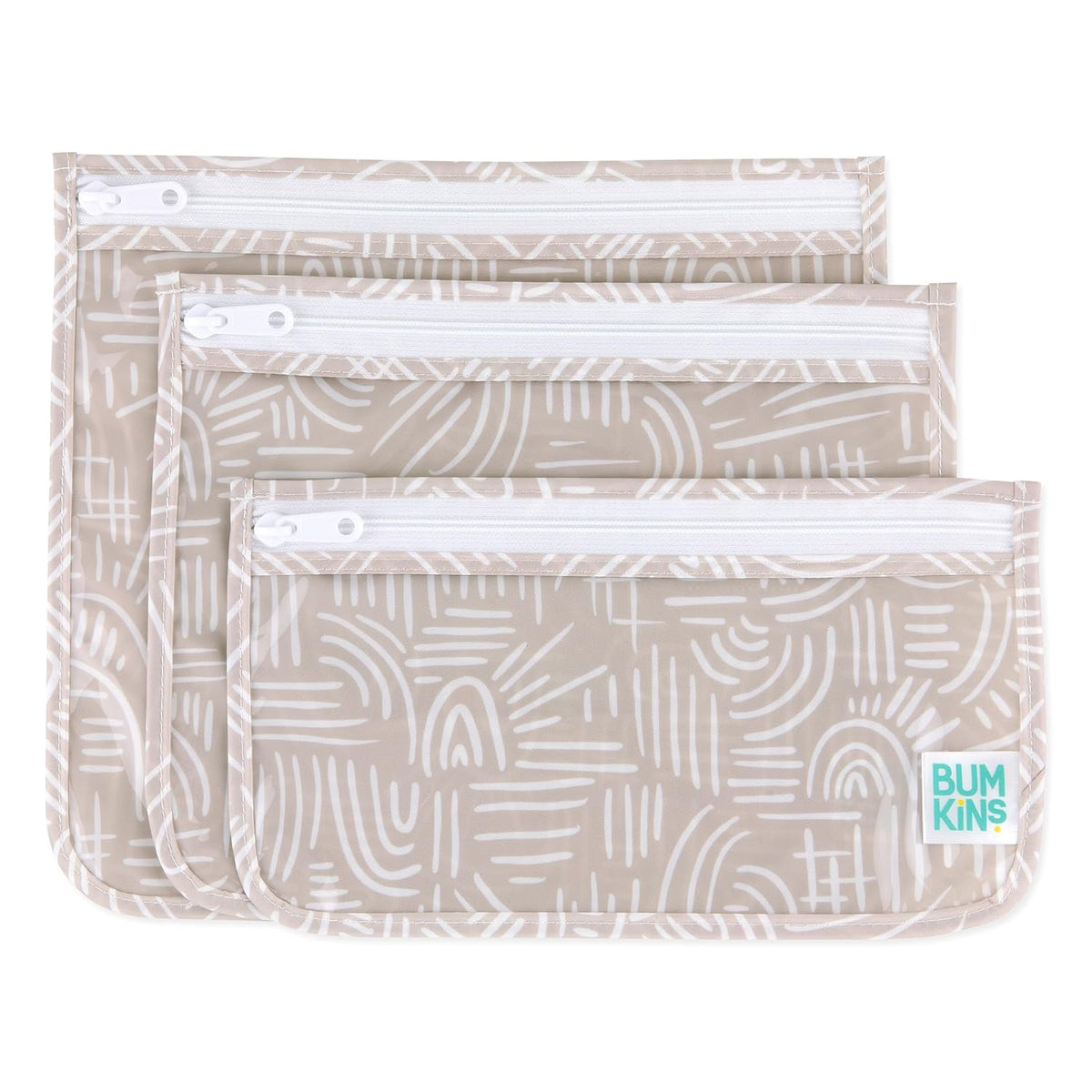 Roamio Travel Bag, Toiletry, TSA Approved Pouch, Zip Quart Size Airline Compliant, Clear-Sided, Baby, Diaper Organization, Makeup, Accessories, Carry On Packing, Set of 3 Sizes, Green Stripe