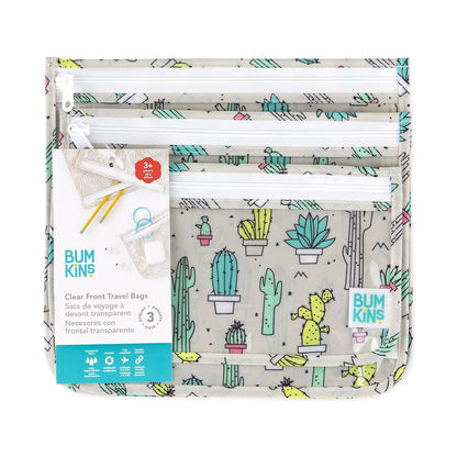 Roamio Travel Bag, Toiletry, TSA Approved Pouch, Zip Quart Size Airline Compliant, Clear-Sided, Baby, Diaper Organization, Makeup, Accessories, Carry On Packing, Set of 3 Sizes, Green Stripe