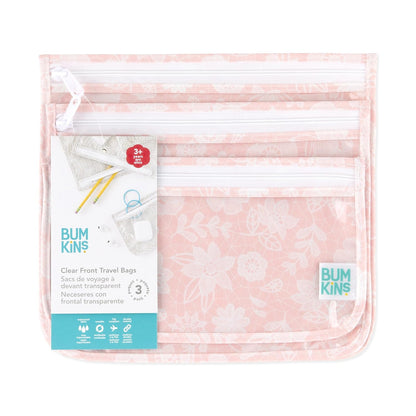 Roamio Travel Bag, Toiletry, TSA Approved Pouch, Zip Quart Size Airline Compliant, Clear-Sided, Baby, Diaper Organization, Makeup, Accessories, Carry On Packing, Set of 3 Sizes, Green Stripe