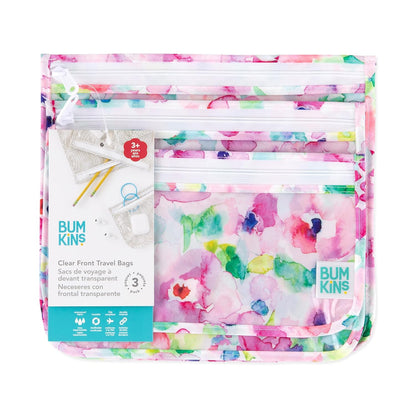 Roamio Travel Bag, Toiletry, TSA Approved Pouch, Zip Quart Size Airline Compliant, Clear-Sided, Baby, Diaper Organization, Makeup, Accessories, Carry On Packing, Set of 3 Sizes, Green Stripe