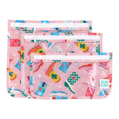 Roamio Travel Bag, Toiletry, TSA Approved Pouch, Zip Quart Size Airline Compliant, Clear-Sided, Baby, Diaper Organization, Makeup, Accessories, Carry On Packing, Set of 3 Sizes, Green Stripe