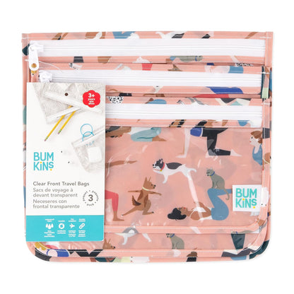 Roamio Travel Bag, Toiletry, TSA Approved Pouch, Zip Quart Size Airline Compliant, Clear-Sided, Baby, Diaper Organization, Makeup, Accessories, Carry On Packing, Set of 3 Sizes, Green Stripe