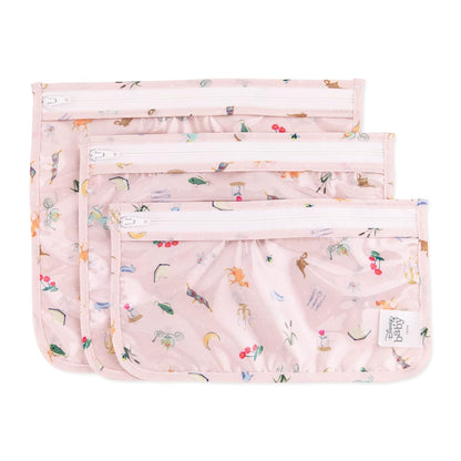 Roamio Travel Bag, Toiletry, TSA Approved Pouch, Zip Quart Size Airline Compliant, Clear-Sided, Baby, Diaper Organization, Makeup, Accessories, Carry On Packing, Set of 3 Sizes, Green Stripe