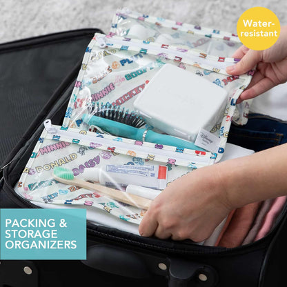 Roamio Travel Bag, Toiletry, TSA Approved Pouch, Zip Quart Size Airline Compliant, Clear-Sided, Baby, Diaper Organization, Makeup, Accessories, Carry On Packing, Set of 3 Sizes, Green Stripe