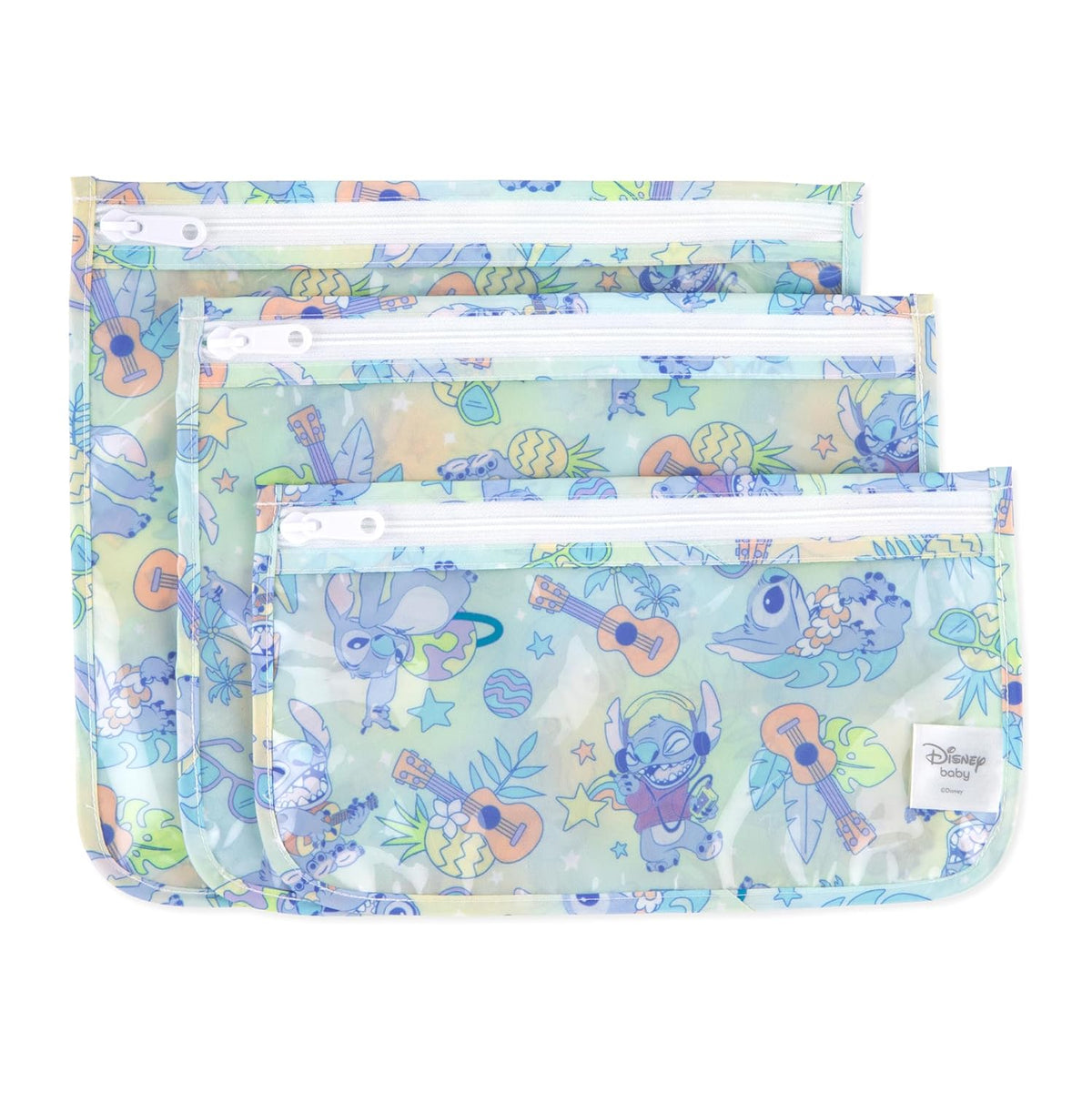 Roamio Travel Bag, Toiletry, TSA Approved Pouch, Zip Quart Size Airline Compliant, Clear-Sided, Baby, Diaper Organization, Makeup, Accessories, Carry On Packing, Set of 3 Sizes, Green Stripe