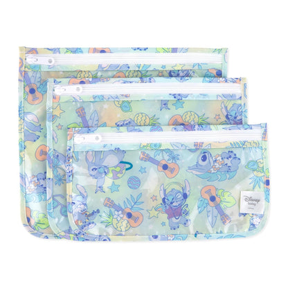 Roamio Travel Bag, Toiletry, TSA Approved Pouch, Zip Quart Size Airline Compliant, Clear-Sided, Baby, Diaper Organization, Makeup, Accessories, Carry On Packing, Set of 3 Sizes, Green Stripe