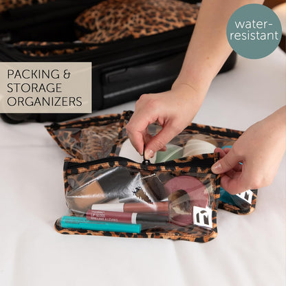 Roamio Travel Bag, Toiletry, TSA Approved Pouch, Zip Quart Size Airline Compliant, Clear-Sided, Baby, Diaper Organization, Makeup, Accessories, Carry On Packing, Set of 3 Sizes, Green Stripe