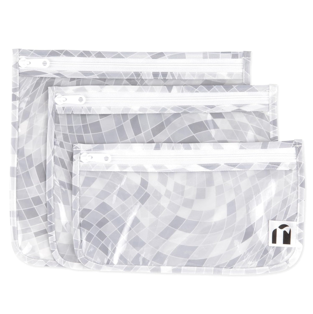 Roamio Travel Bag, Toiletry, TSA Approved Pouch, Zip Quart Size Airline Compliant, Clear-Sided, Baby, Diaper Organization, Makeup, Accessories, Carry On Packing, Set of 3 Sizes, Green Stripe