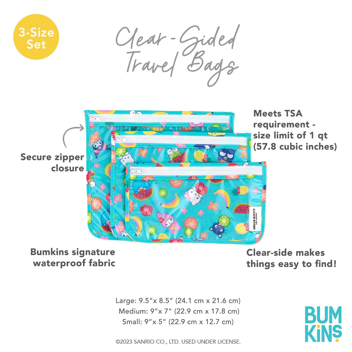 Roamio Travel Bag, Toiletry, TSA Approved Pouch, Zip Quart Size Airline Compliant, Clear-Sided, Baby, Diaper Organization, Makeup, Accessories, Carry On Packing, Set of 3 Sizes, Green Stripe