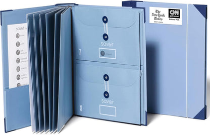 The Folio® Important Document Organizer | Binder with Guided Labels, Acid-Free File Folder Organizer with 10 Pockets, Document Holder for Home Records, Legal and Medical Papers (Blue)