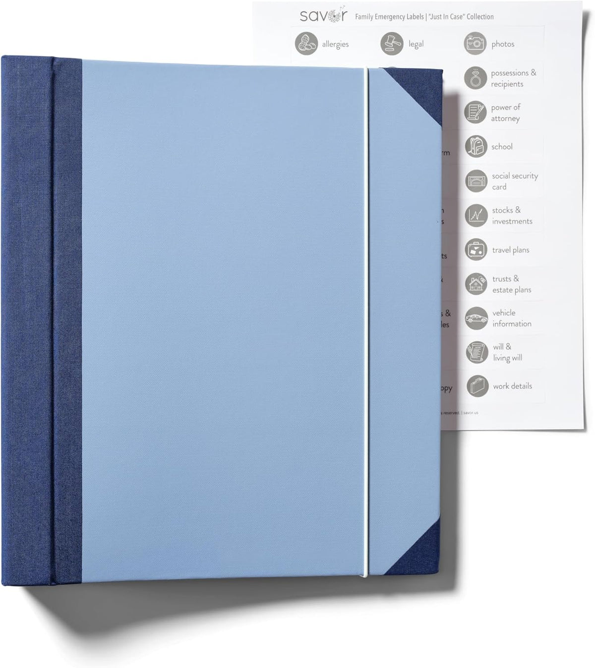 The Folio® Important Document Organizer | Binder with Guided Labels, Acid-Free File Folder Organizer with 10 Pockets, Document Holder for Home Records, Legal and Medical Papers (Blue)