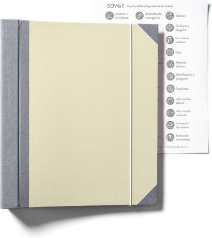 The Folio® Important Document Organizer | Binder with Guided Labels, Acid-Free File Folder Organizer with 10 Pockets, Document Holder for Home Records, Legal and Medical Papers (Blue)