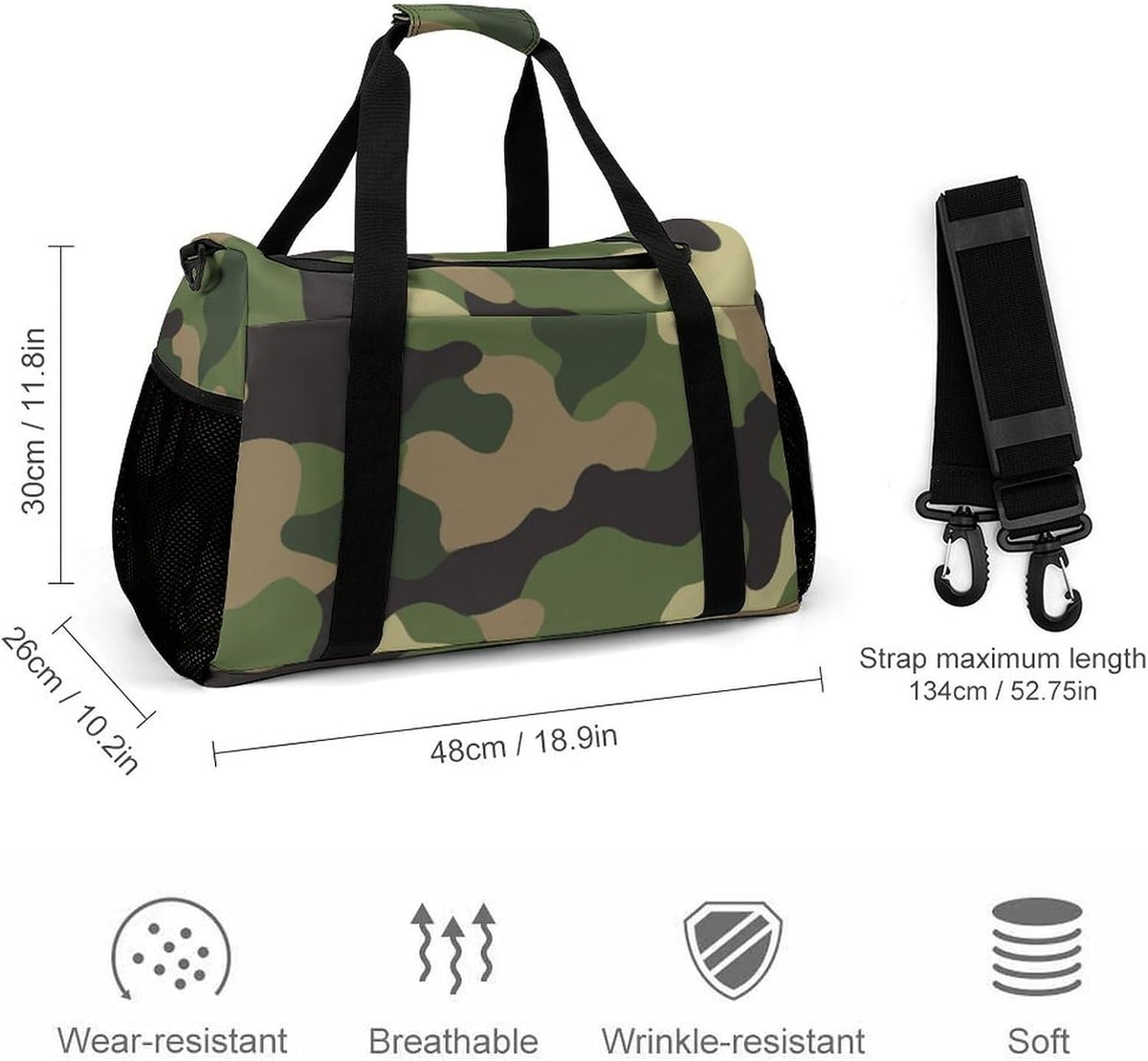 Foldable Lightweight Travel Duffel Bag Carry On Weekender Overnight Tote Bag for Men Women Yoga