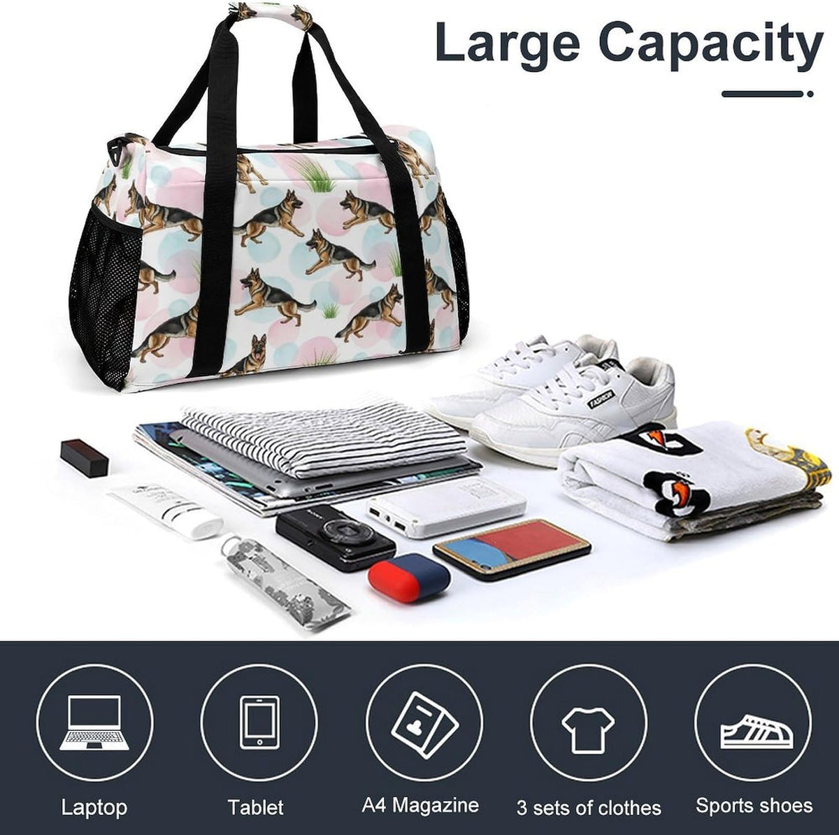 Foldable Lightweight Travel Duffel Bag Carry On Weekender Overnight Tote Bag for Men Women Yoga